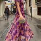 Elegant Floral Elastic Flowy Dress