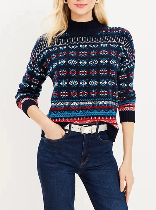 Fair Isle Mock Neck Sweater