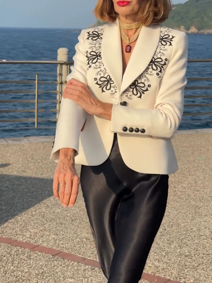 The White Embroidered Blazer