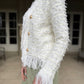 Elegant Fringed Metal Button Cardigan Jacket