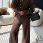 Half-Placket Sweater Knitted Two Pieces Set