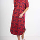 Stand Collar Printed Slit Hem Dress