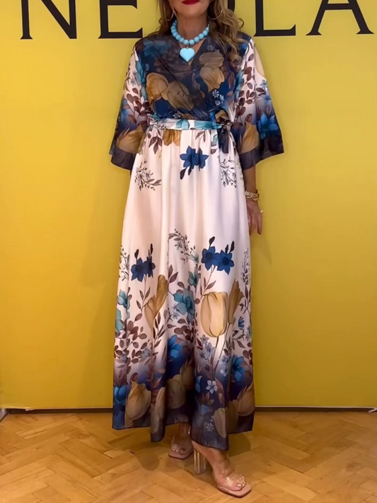 Elegant Blue Printed Dress