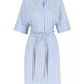 Striped Colorful Leaf Print Shirt Dress