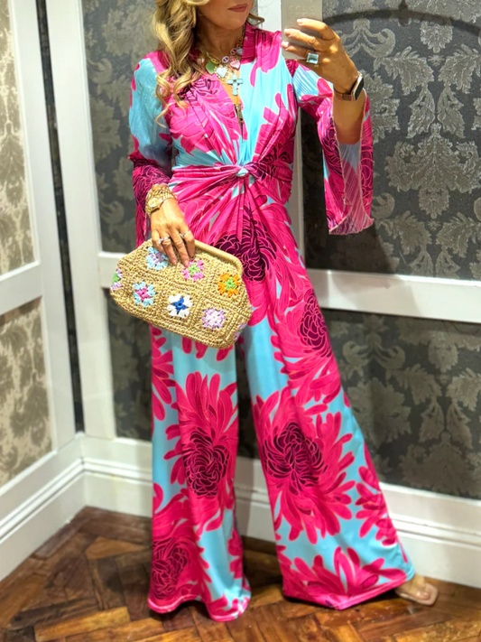 Elegant Printed Wide-Leg Jumpsuit