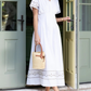 Cotton Embroidered Pleated Shirt Dress