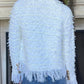 Elegant Fringed Metal Button Cardigan Jacket