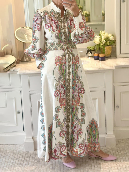 Long Sleeves Print Filigree Dress