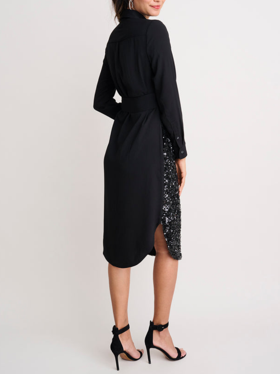 (⏰Hot Sale Promotion $10 OFF) Black Sequin Long Sleeve Dress