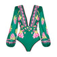 Retro Green Grapes Print One Piece Swimsuit and Skirt