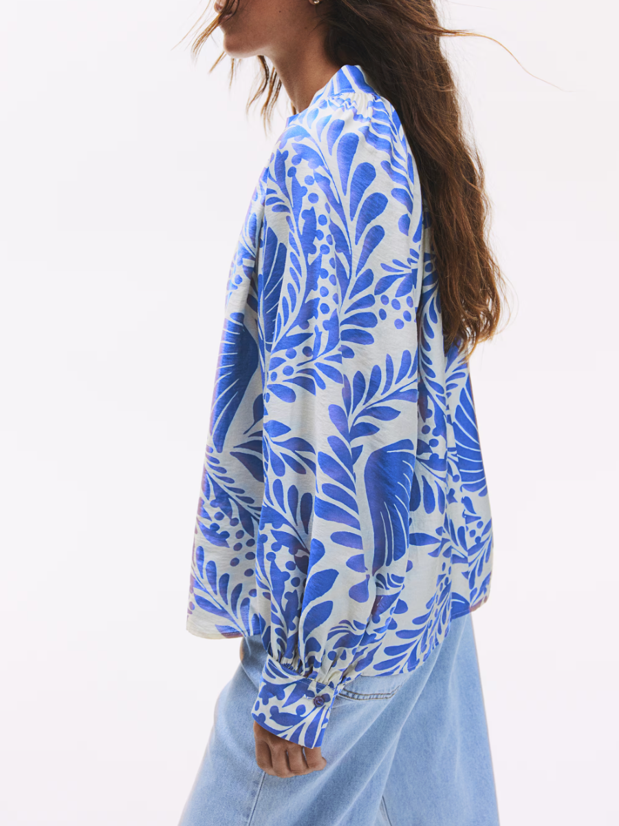 Balloon Sleeve Cotton Blouse