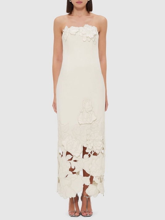 Appliqued Corset Maxi Dress