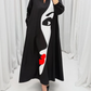 Long Sleeve V Neck Printed Pocket Dress