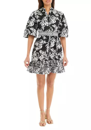 Puff Sleeve Floral Mini Dress