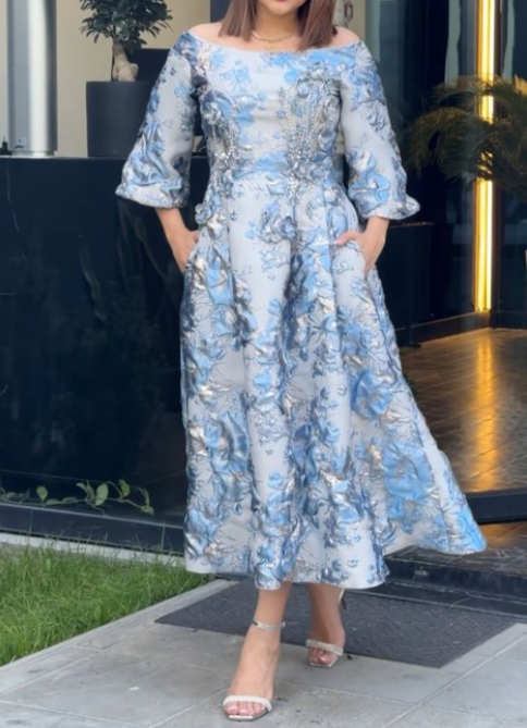 Demure Floral Gown Dress