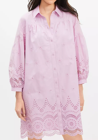 Chic Eyelet Shirt Dress