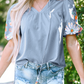 Adorable Embroidered Lantern Sleeve Top