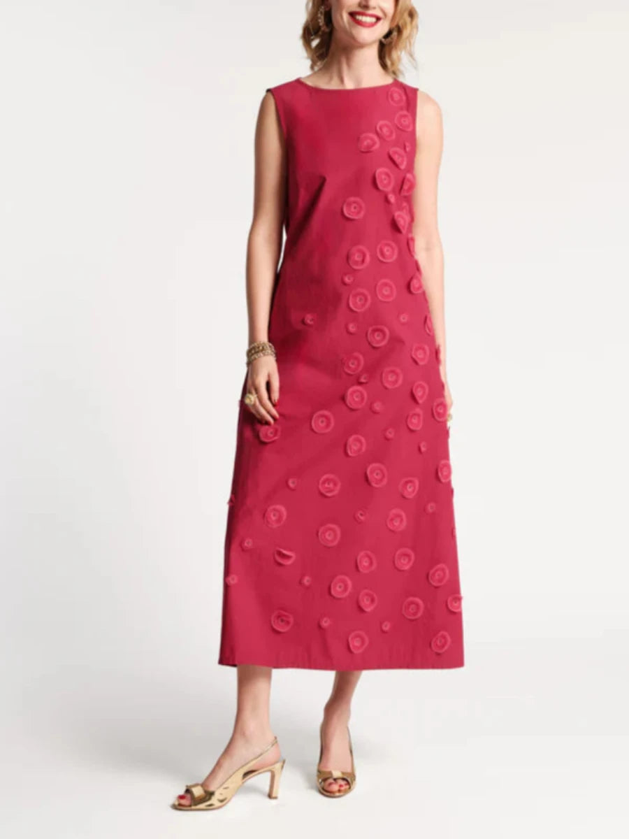 Cotton Poplin Fuchsia Maxi Dress