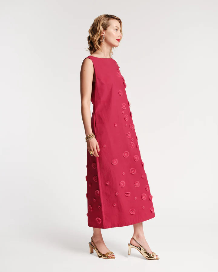 Cotton Poplin Fuchsia Maxi Dress