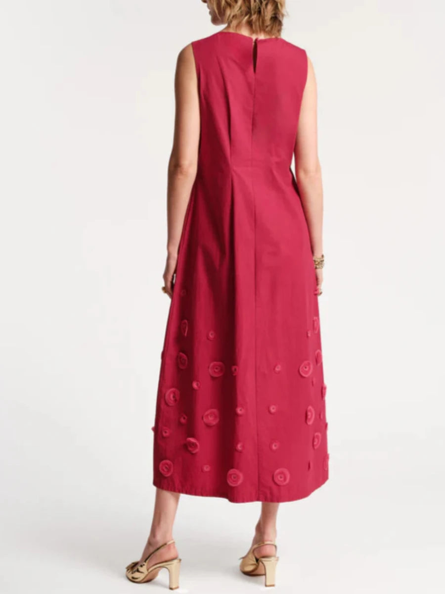 Cotton Poplin Fuchsia Maxi Dress