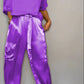 Smooth Satin Half-sleeved Top and Pants Set