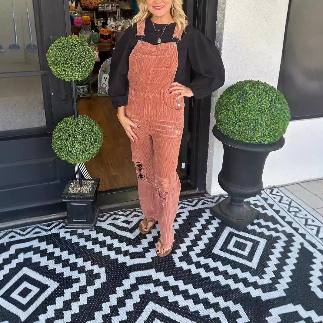 Corduroy Pocket Hole Jumpsuit