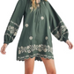 Flower Embroidery Casual Long Sleeve Dress
