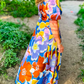 Colorful Printed Tie Waist Dress