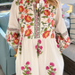 Long Sleeve Floral Cotton Layered Dress