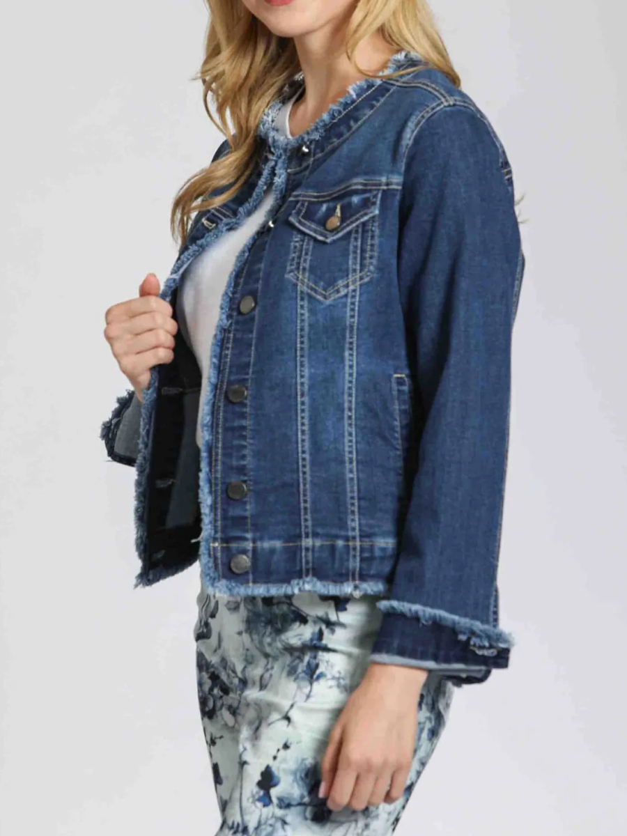 Collarless Jean Jacket