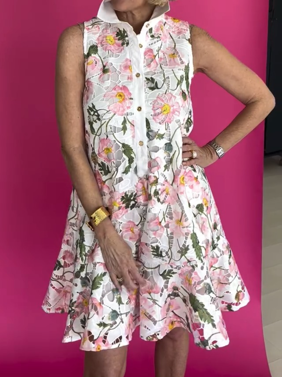 Adorable Sleeveless Lace Floral Dress