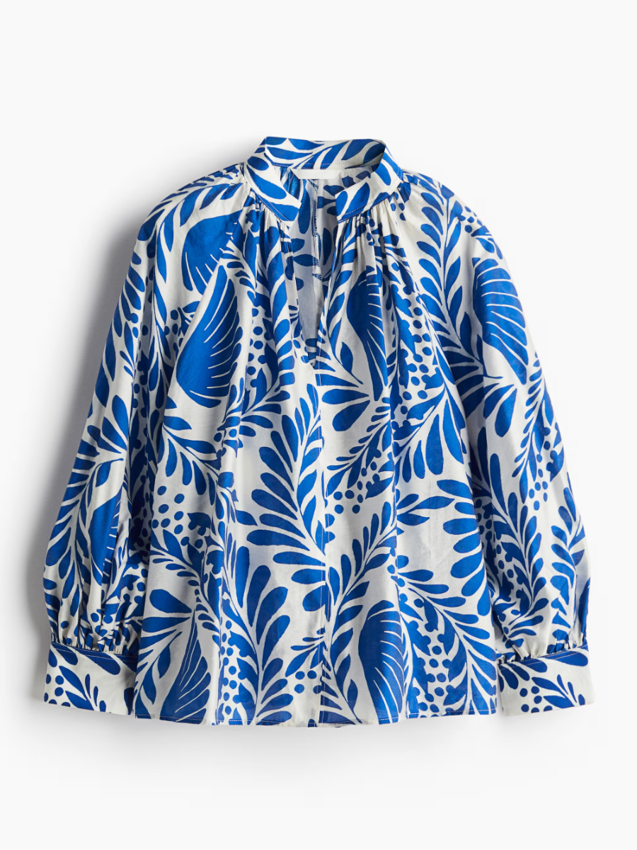 Balloon Sleeve Cotton Blouse