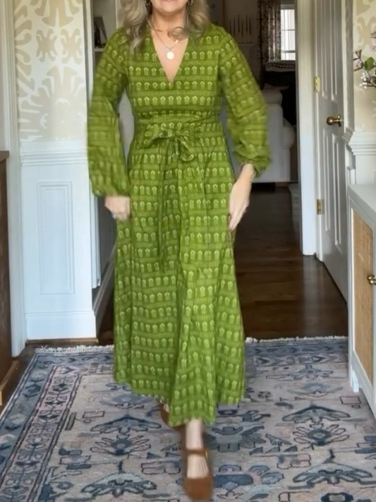 Green Cotton Midi Dress
