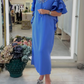 Rhinestone Side Slit Ruffle Sleeve Dress