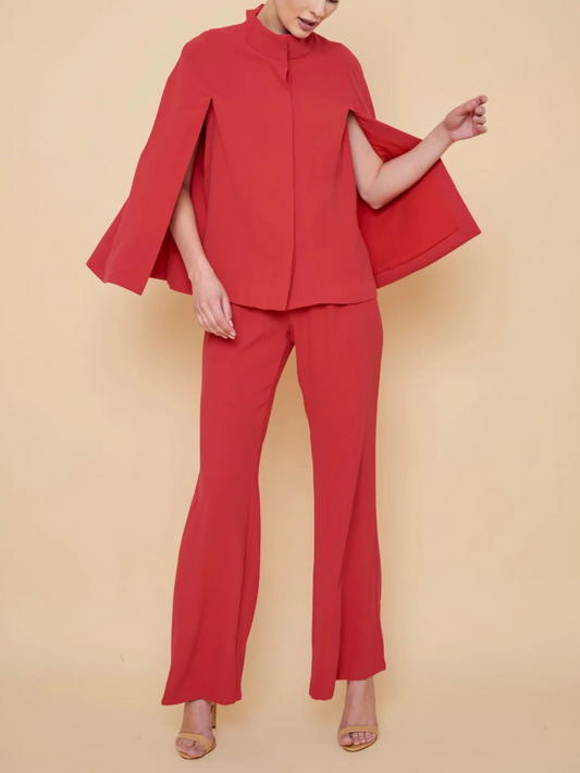 Crepe Cape Stand Collar Suit