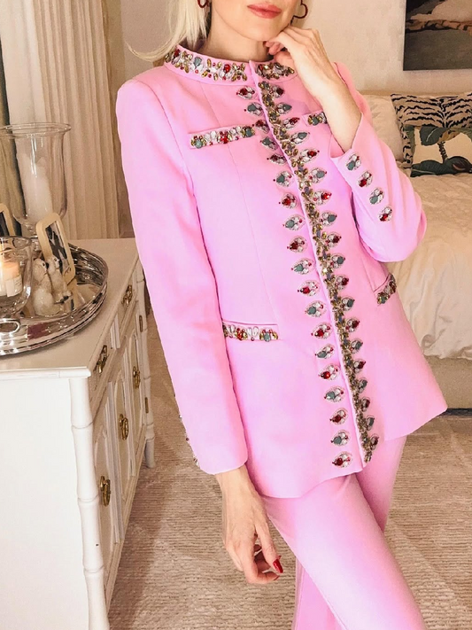 Pink Crystals Blazer Set