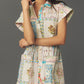 Printed Patchwork Short Sleeve Shirtdress