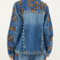 Denim Metal Details Embroidered Jacket and Pants