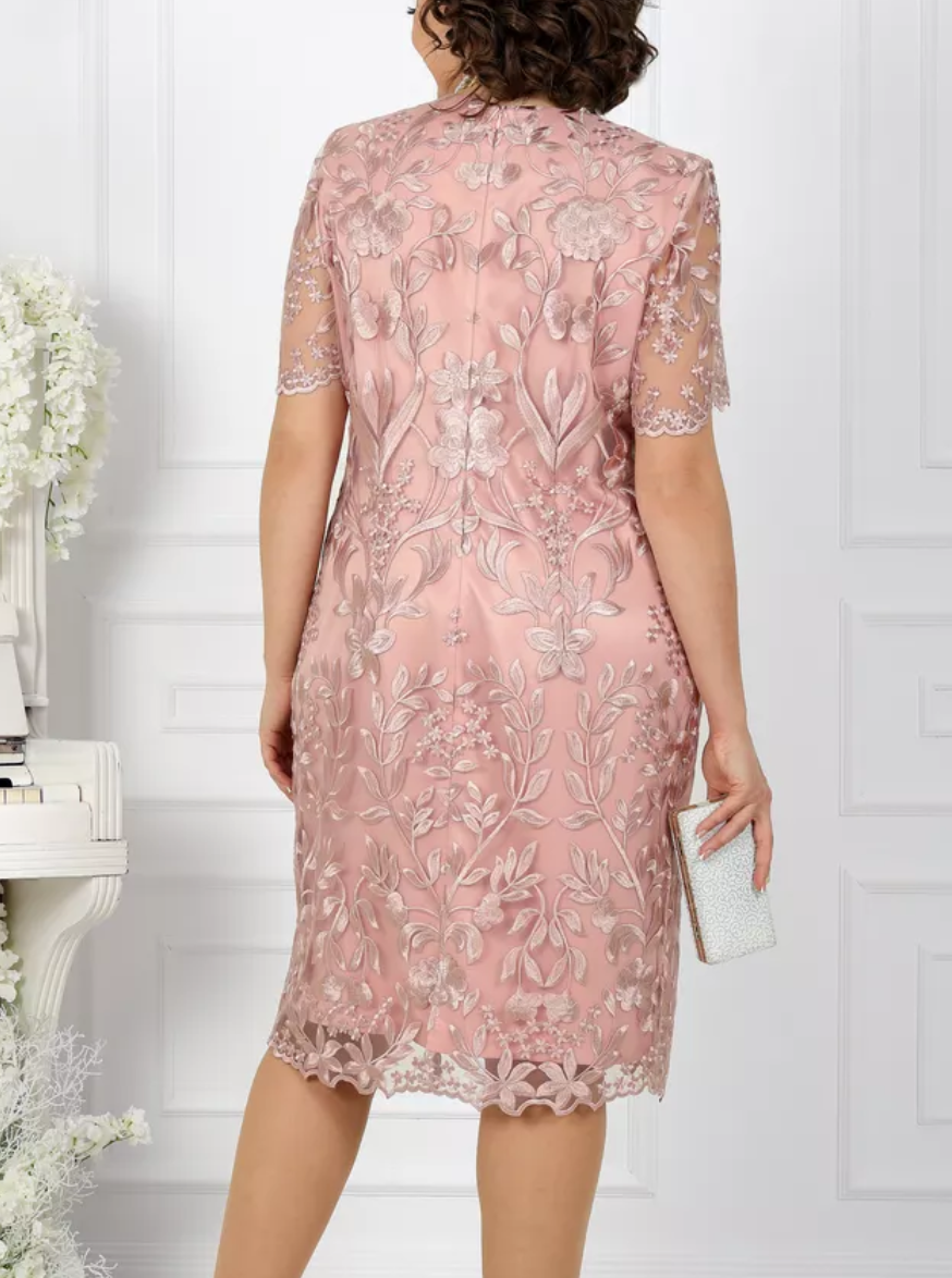 Elegant Short Sleeve Lace Dress