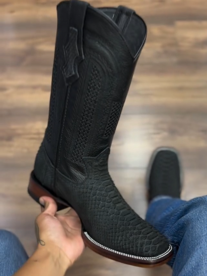 Men's Classic Black Crocodile Cowboy Boots