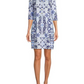 French Tile Print Point Collar Shirt Dress