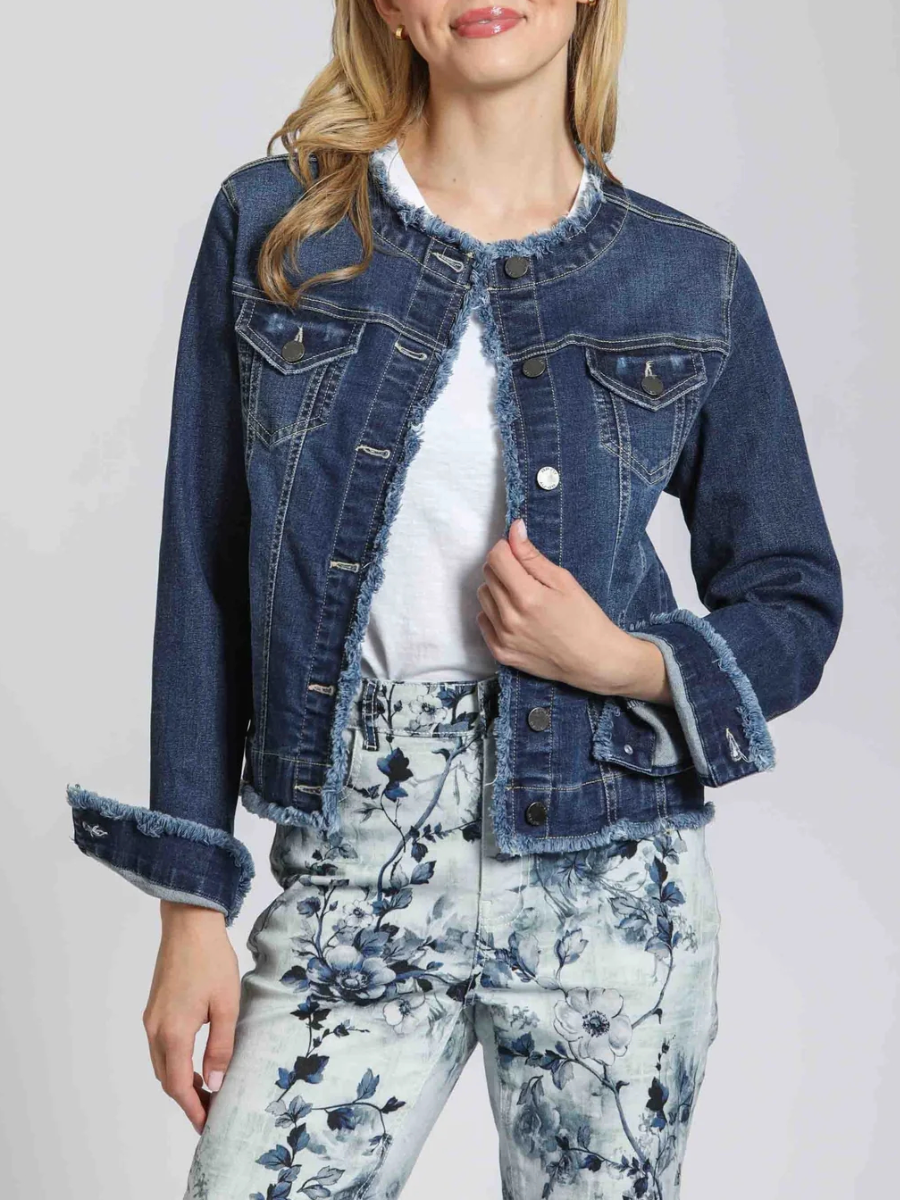 Collarless Jean Jacket