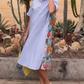 Striped Colorful Leaf Print Shirt Dress