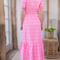 Elastic Waist Puffed Sleeves Dress