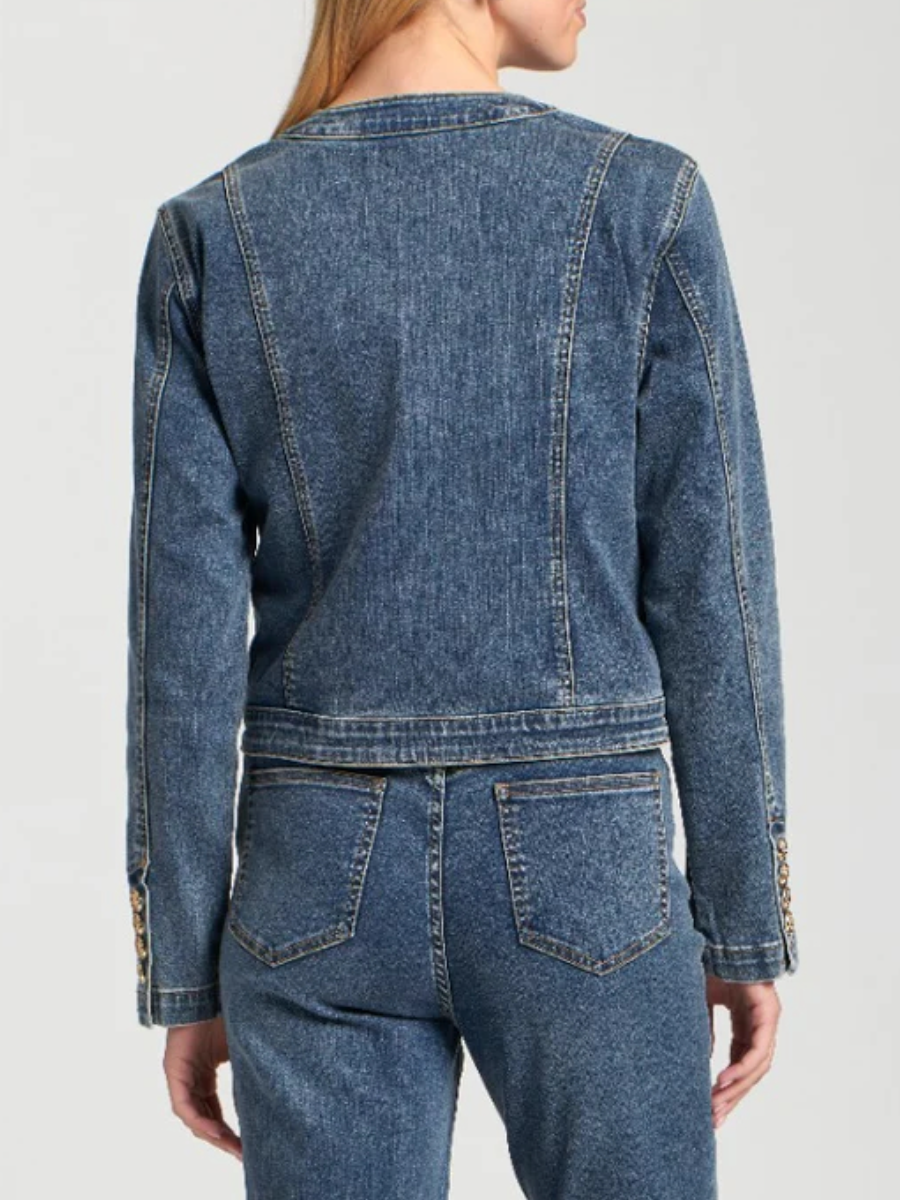 Collarless Jean Jacket