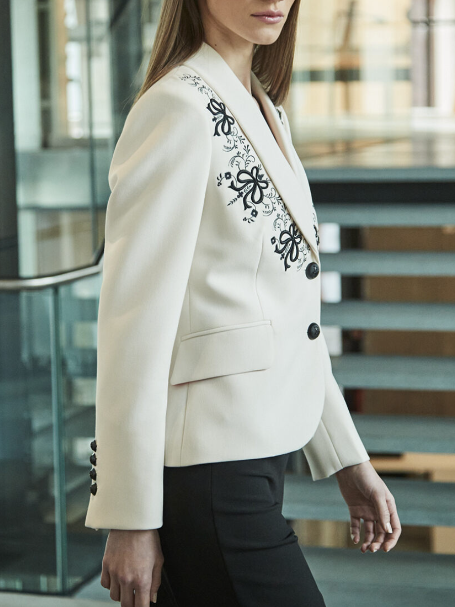 The White Embroidered Blazer