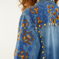 Denim Metal Details Embroidered Jacket and Pants