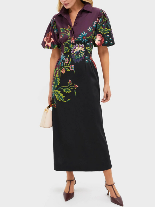 Midnight Moonflower Delaney Dress