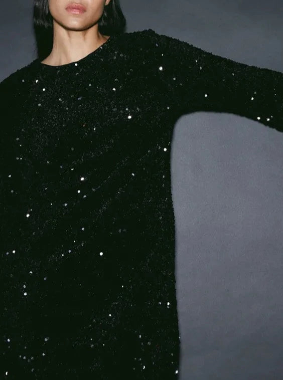 Black Sequined Dress