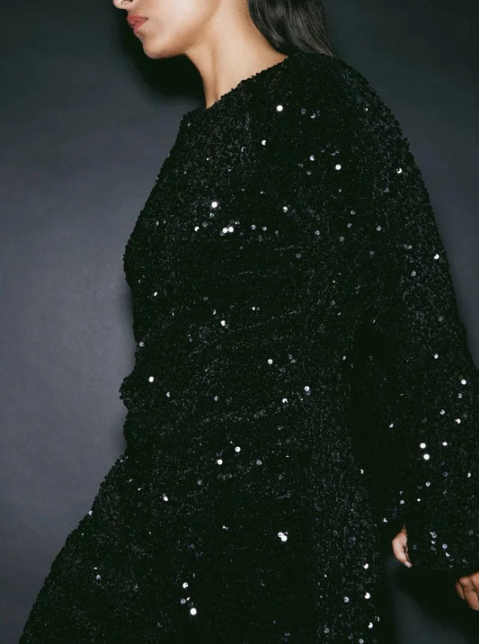 Black Sequined Dress